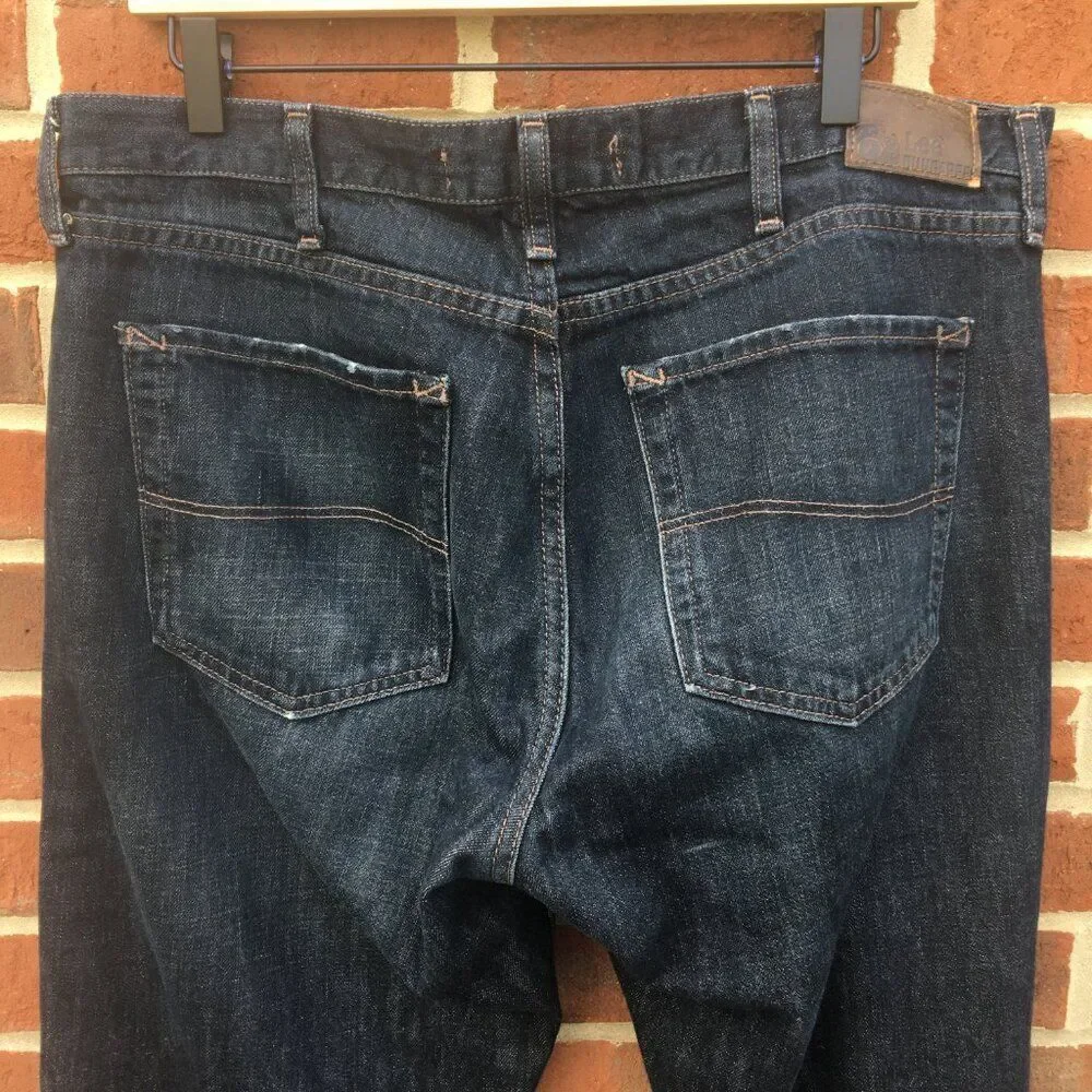 Lee Dungarees Vintage Slim Jeans Mens Size 36 Lightly Distressed Dark Wash